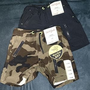 2 PAIRS CAT & JACK SHORTS 12 MONTHS & 18 MONTHS